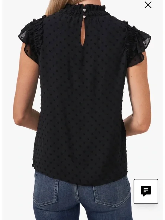 CeCe Royal Blue Smocked Ruffle Cap Sleeve Blouse - Picture 9 of 9